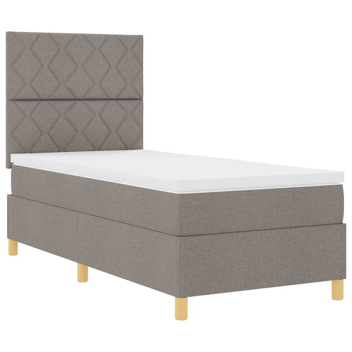 Box spring seng med hovedgærde Gråbrun 100 x 200 cm Stof