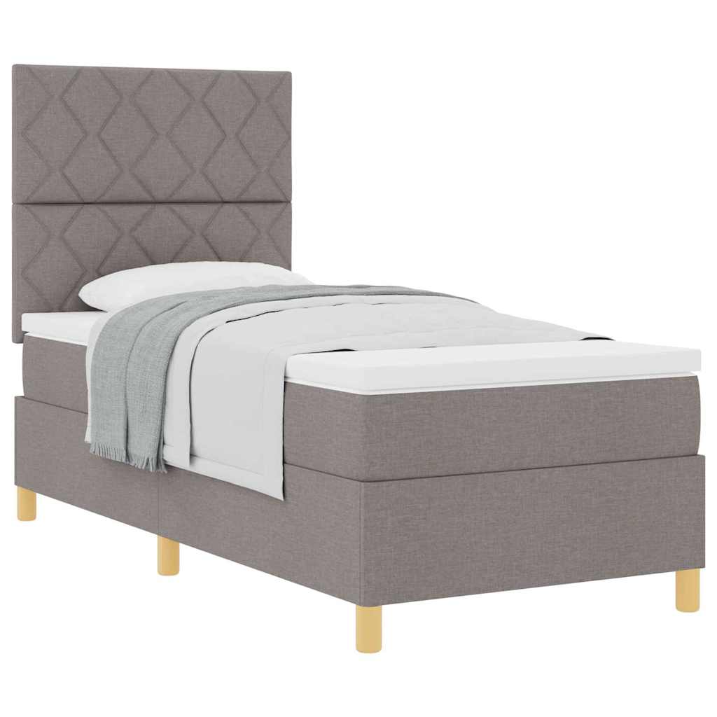 Box spring seng med hovedgærde Gråbrun 100 x 200 cm Stof