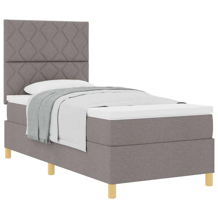 Box spring seng med hovedgærde Gråbrun 100 x 200 cm Stof