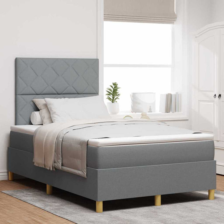 Box spring seng med hovedgærde Lysegrå 120 x 190 cm Stof