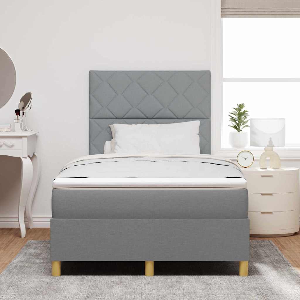 Box spring seng med hovedgærde Lysegrå 120 x 190 cm Stof