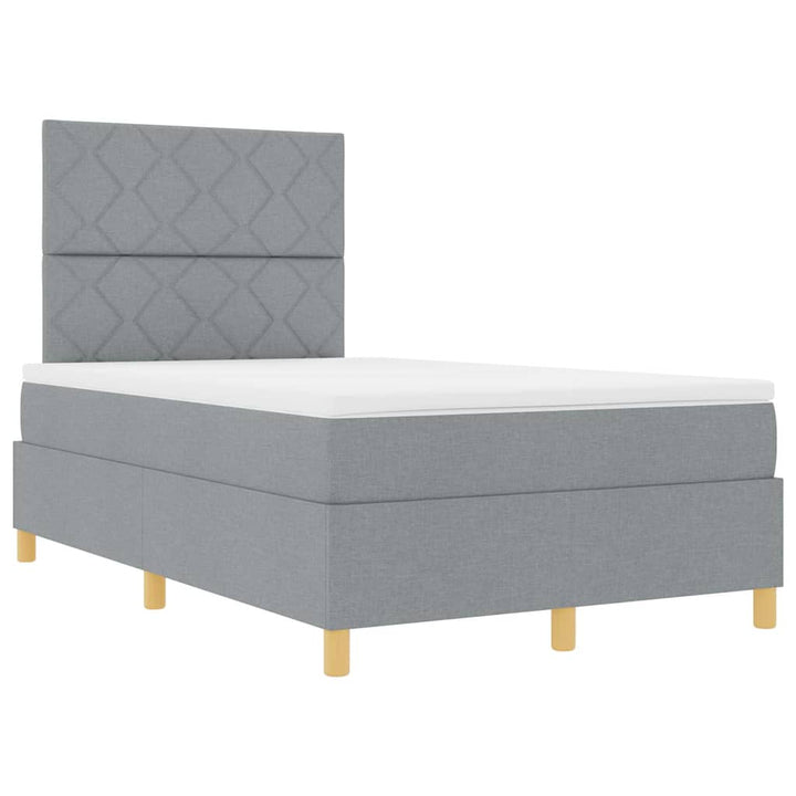 Box spring seng med hovedgærde Lysegrå 120 x 190 cm Stof