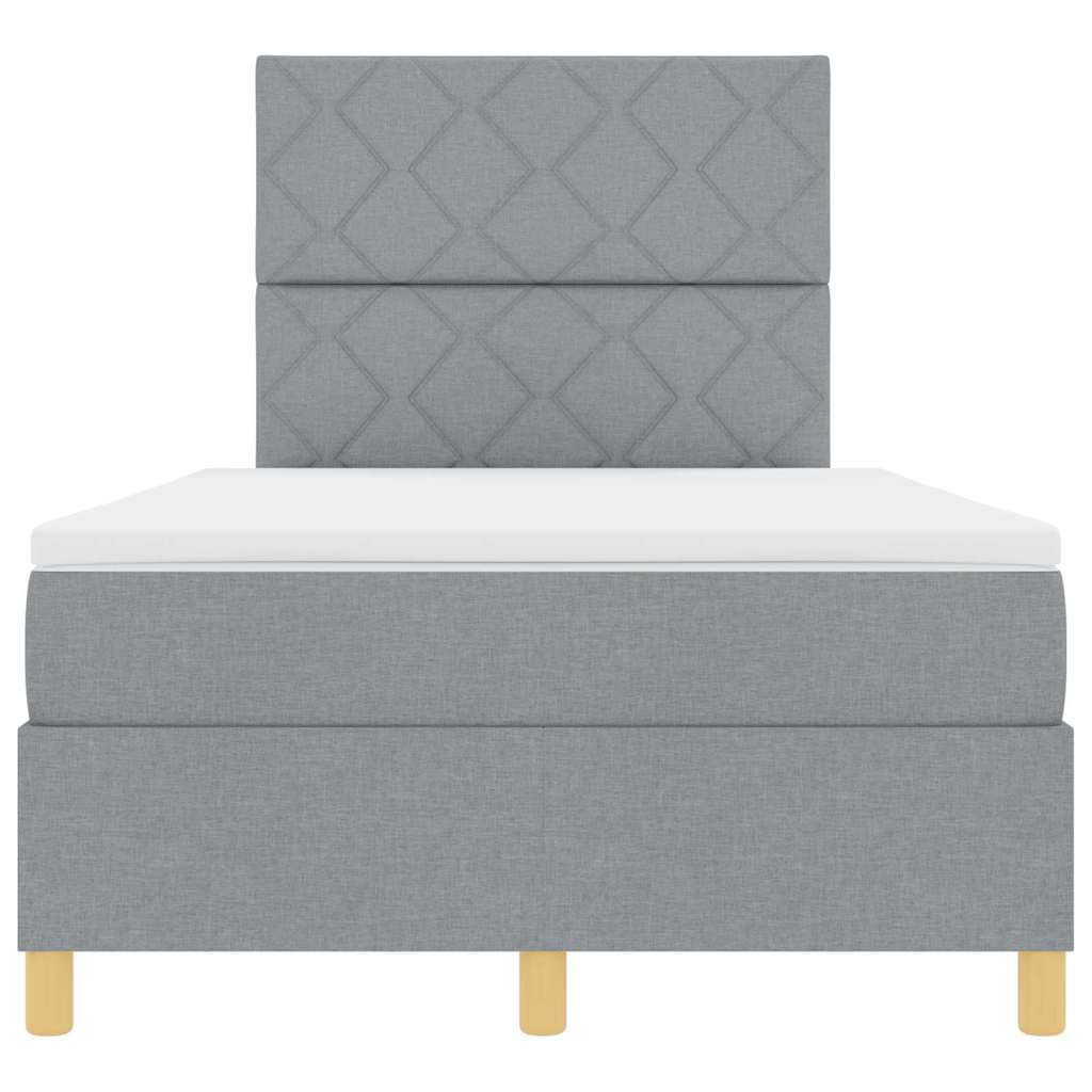 Box spring seng med hovedgærde Lysegrå 120 x 190 cm Stof
