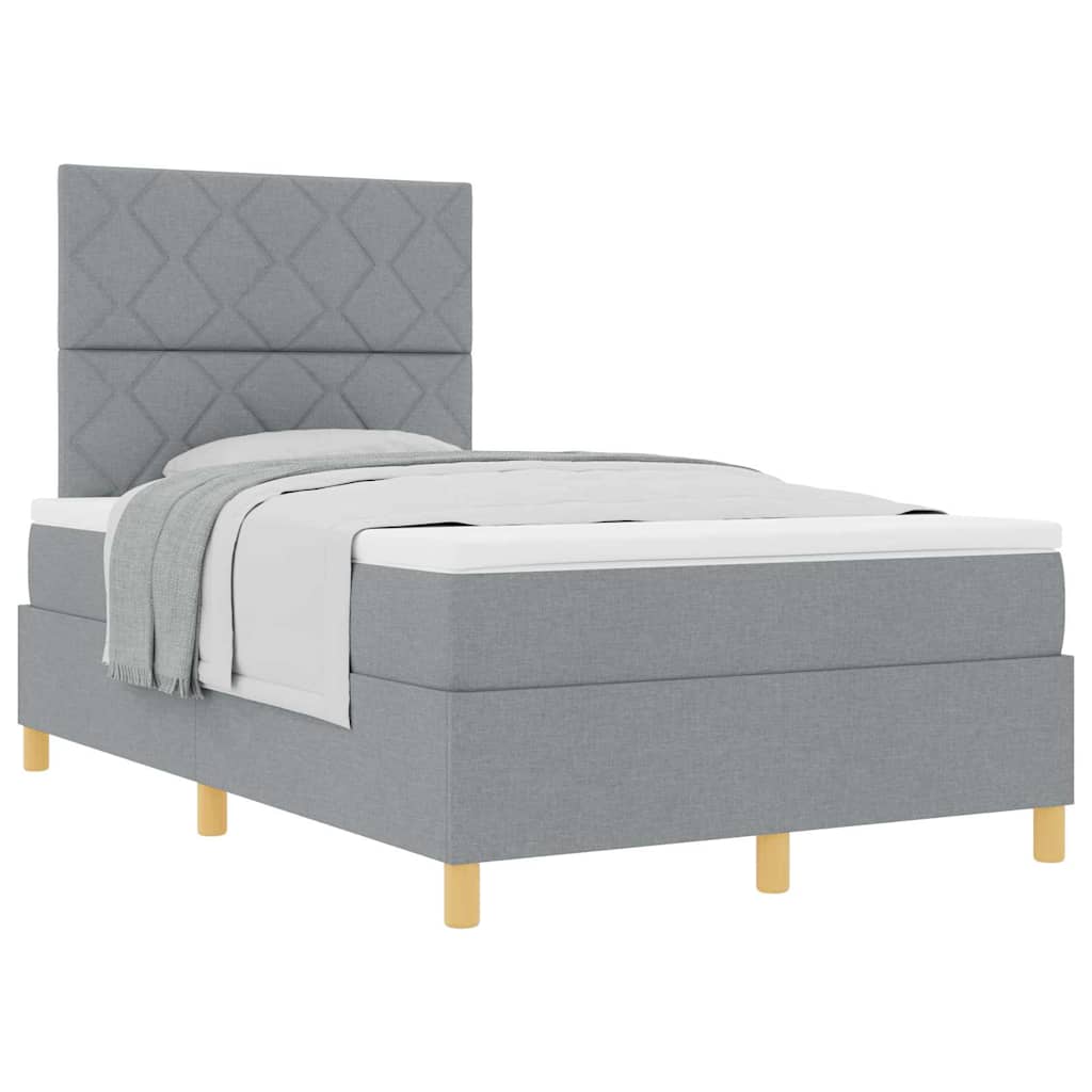 Box spring seng med hovedgærde Lysegrå 120 x 190 cm Stof