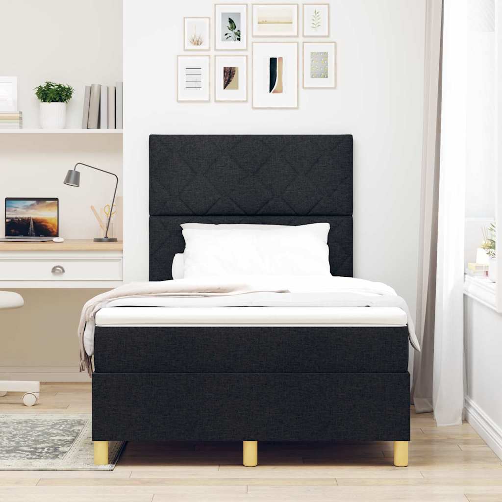 Box spring seng med hovedgærde Sort 120 x 190 cm Stof