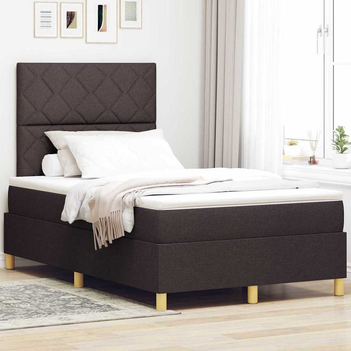 Box spring seng med hovedgærde Mørkebrun 120 x 190 cm Stof