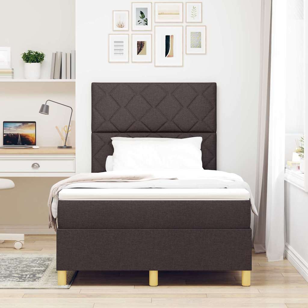 Box spring seng med hovedgærde Mørkebrun 120 x 190 cm Stof