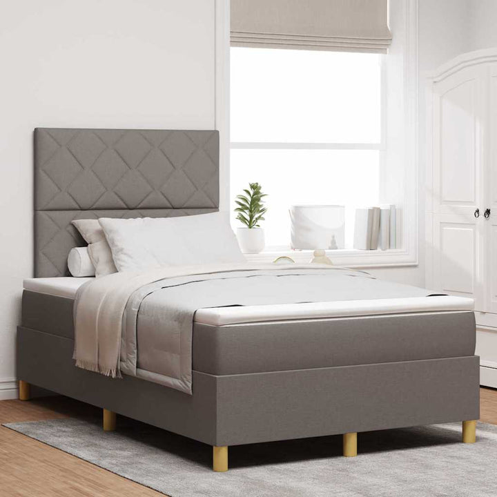 Box spring seng med hovedgærde Gråbrun 120 x 190 cm Stof