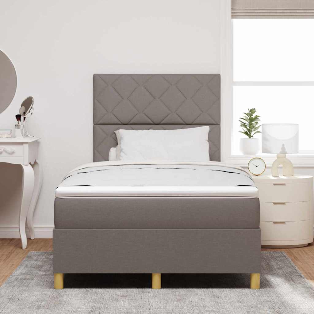 Box spring seng med hovedgærde Gråbrun 120 x 190 cm Stof