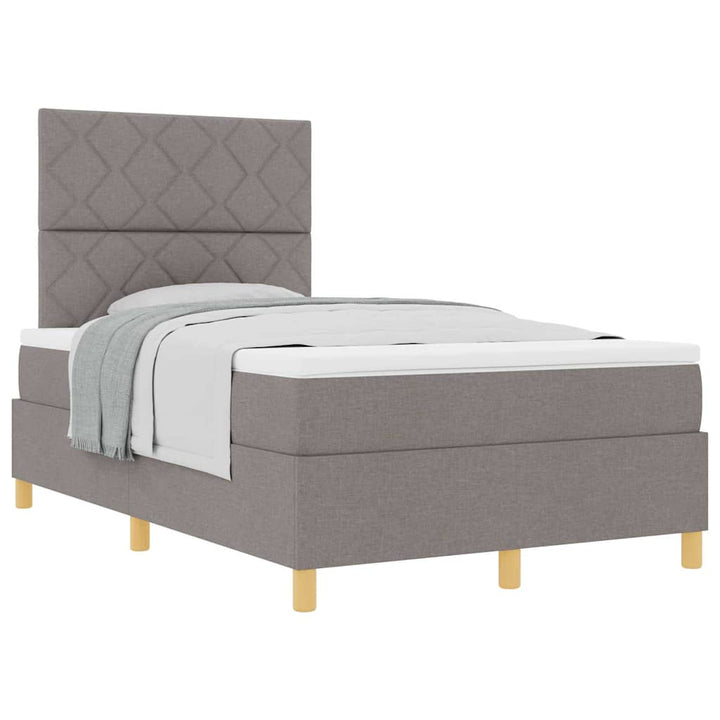 Box spring seng med hovedgærde Gråbrun 120 x 190 cm Stof