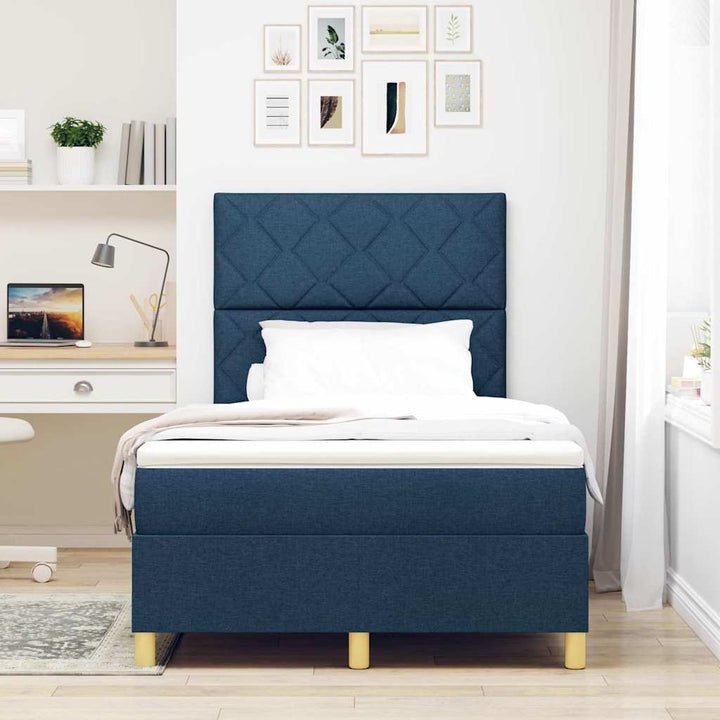 Box spring seng med hovedgærde Blå 120 x 190 cm Stof