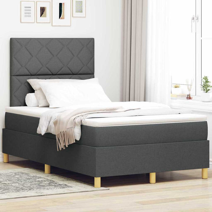 Box spring seng med hovedgærde Mørkegrå 120 x 200 cm Stof