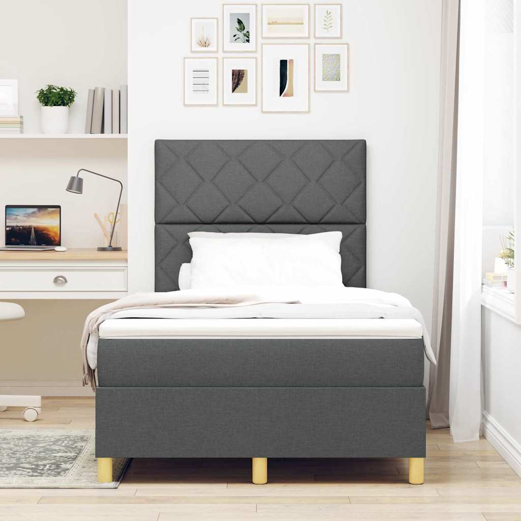 Box spring seng med hovedgærde Mørkegrå 120 x 200 cm Stof