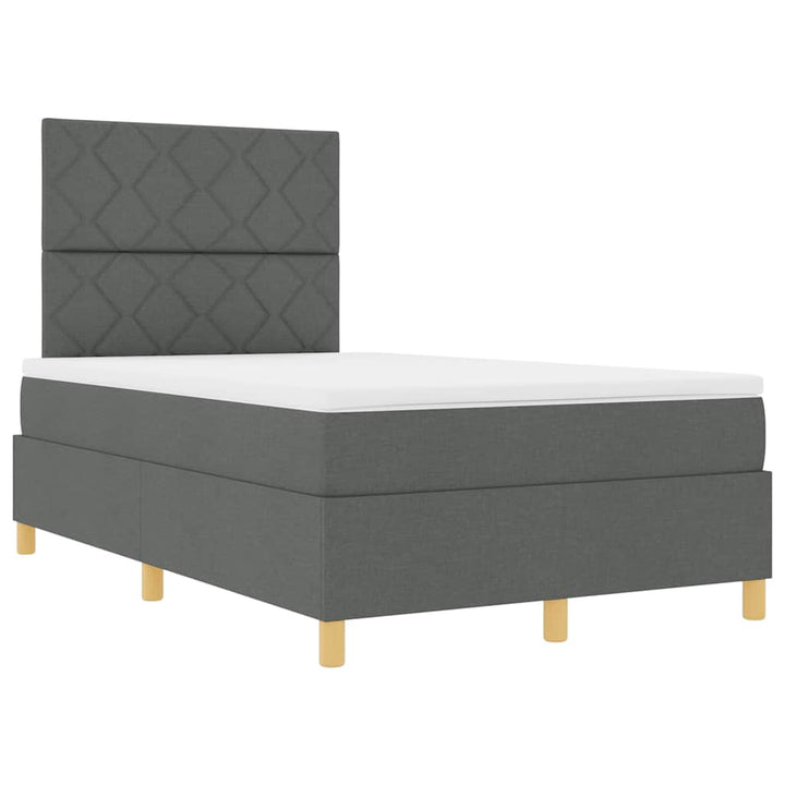Box spring seng med hovedgærde Mørkegrå 120 x 200 cm Stof