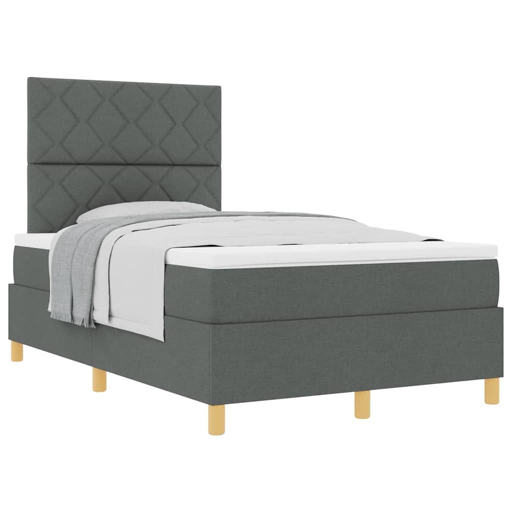 Box spring seng med hovedgærde Mørkegrå 120 x 200 cm Stof