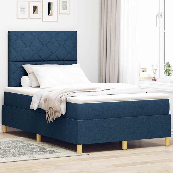 Box spring seng med hovedgærde Blå 120 x 200 cm Stof