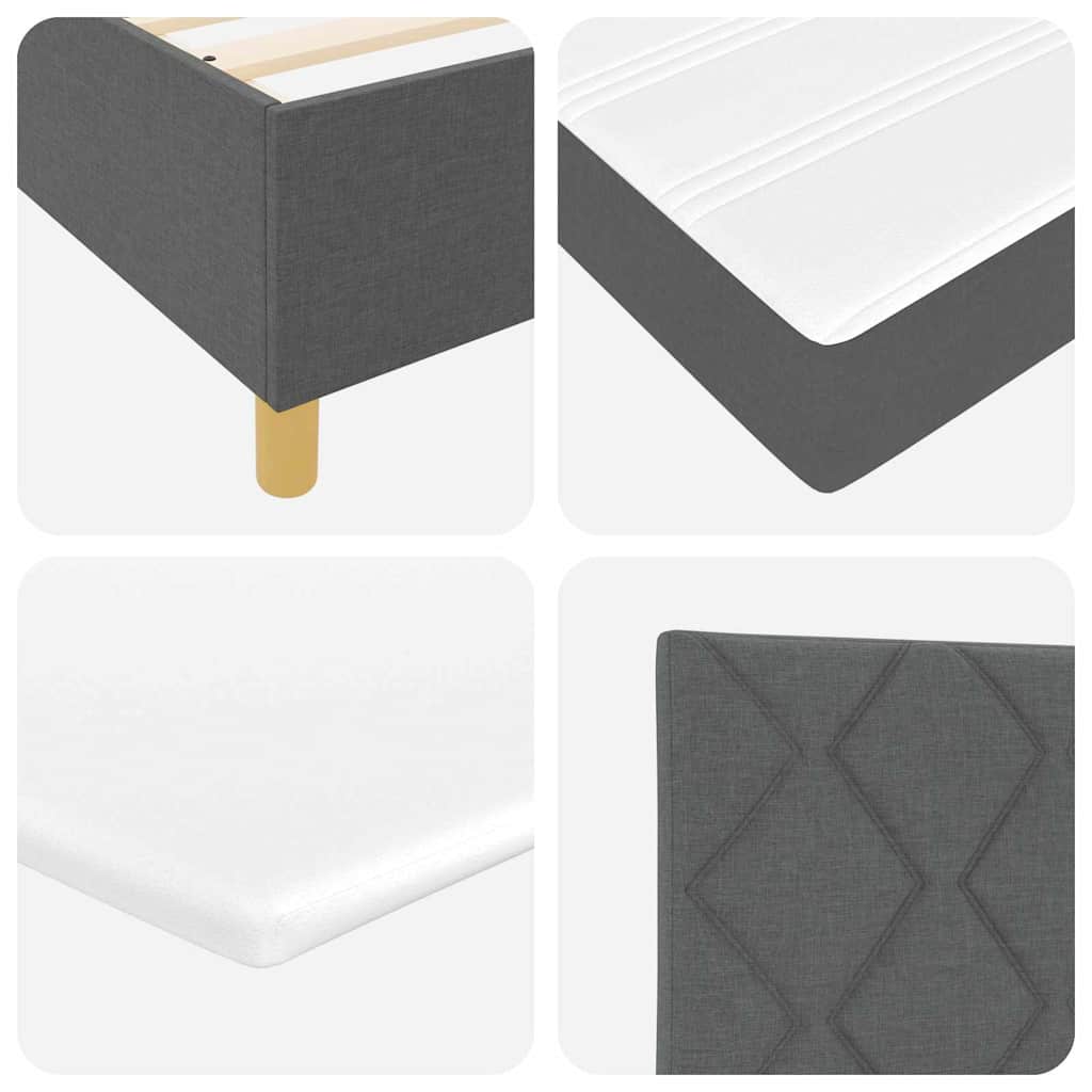 Box spring seng med hovedgærde Mørkegrå 140 x 190 cm Stof