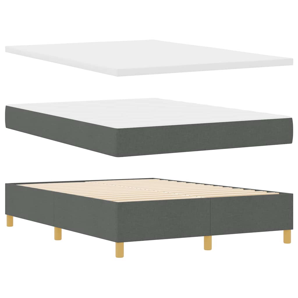 Box spring seng med hovedgærde Mørkegrå 140 x 190 cm Stof