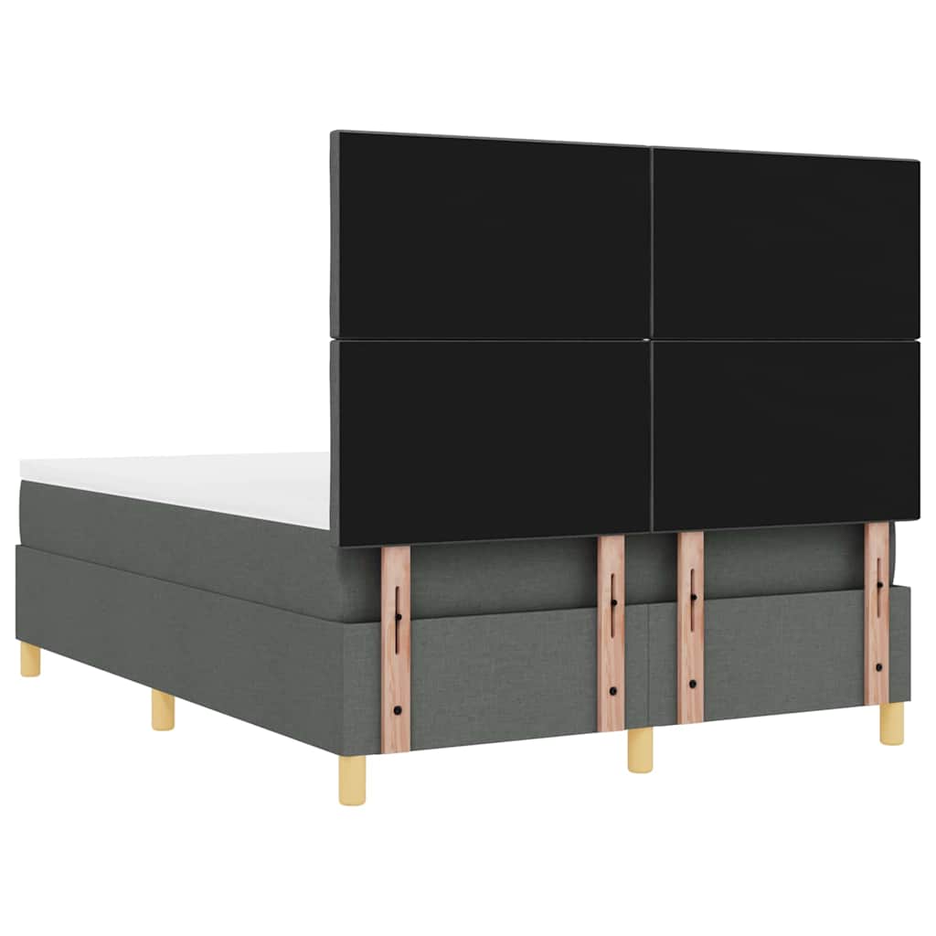Box spring seng med hovedgærde Mørkegrå 140 x 190 cm Stof
