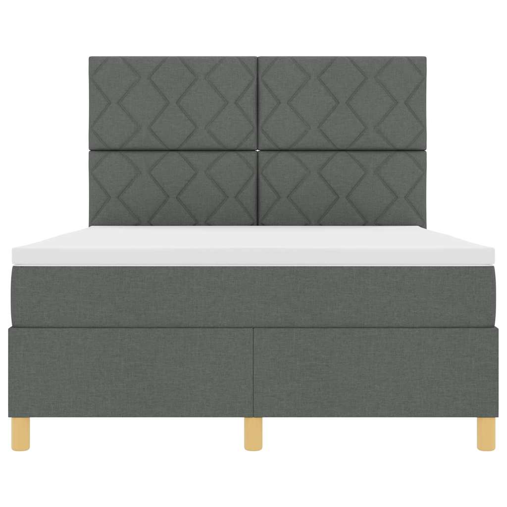 Box spring seng med hovedgærde Mørkegrå 140 x 190 cm Stof