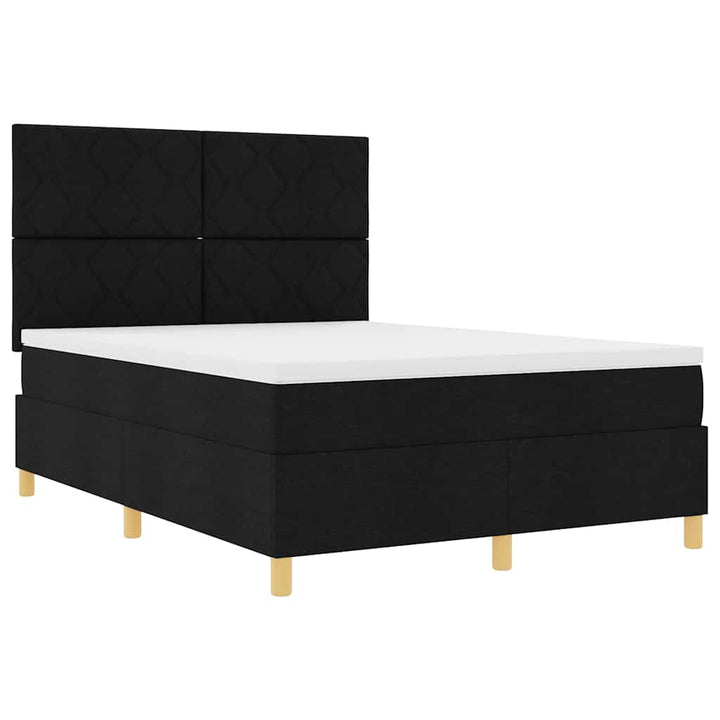 Box spring seng med hovedgærde Sort 140 x 190 cm Stof