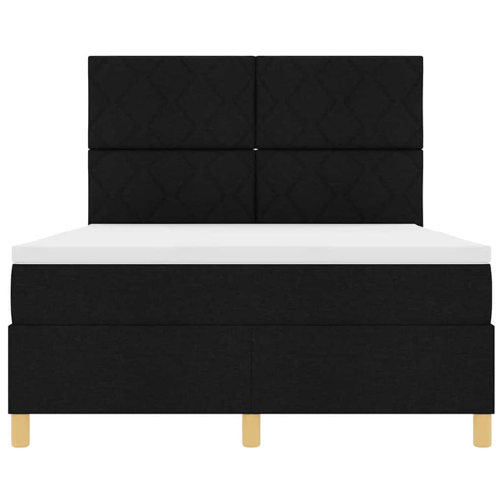 Box spring seng med hovedgærde Sort 140 x 190 cm Stof