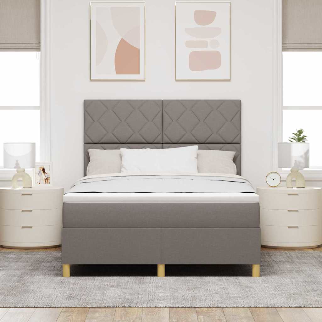 Box spring seng med hovedgærde Gråbrun 140 x 190 cm Stof
