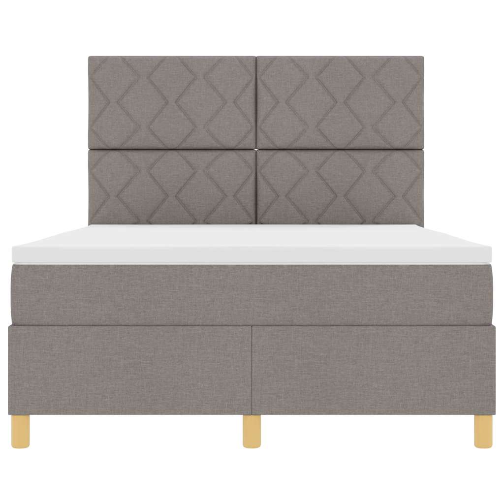 Box spring seng med hovedgærde Gråbrun 140 x 190 cm Stof