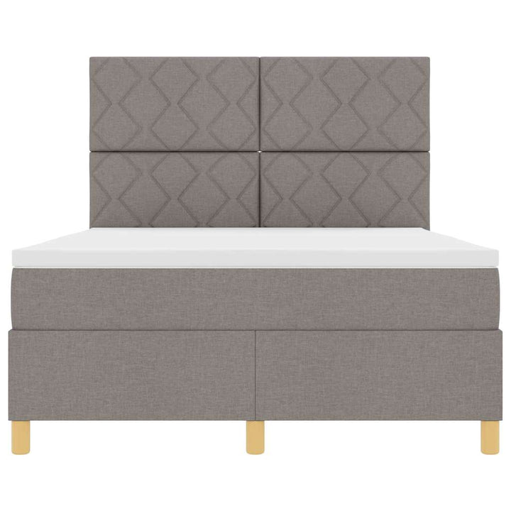 Box spring seng med hovedgærde Gråbrun 140 x 190 cm Stof