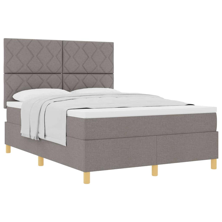 Box spring seng med hovedgærde Gråbrun 140 x 190 cm Stof