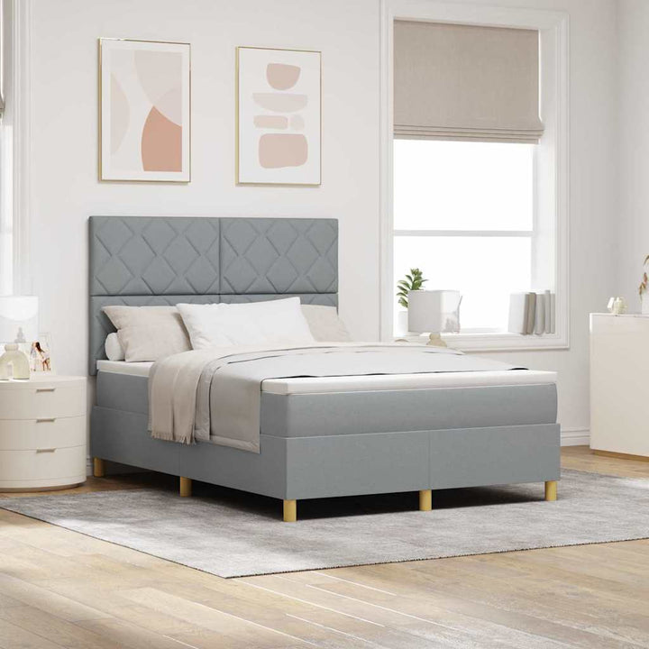 Box spring seng med hovedgærde Lysegrå 140 x 200 cm Stof