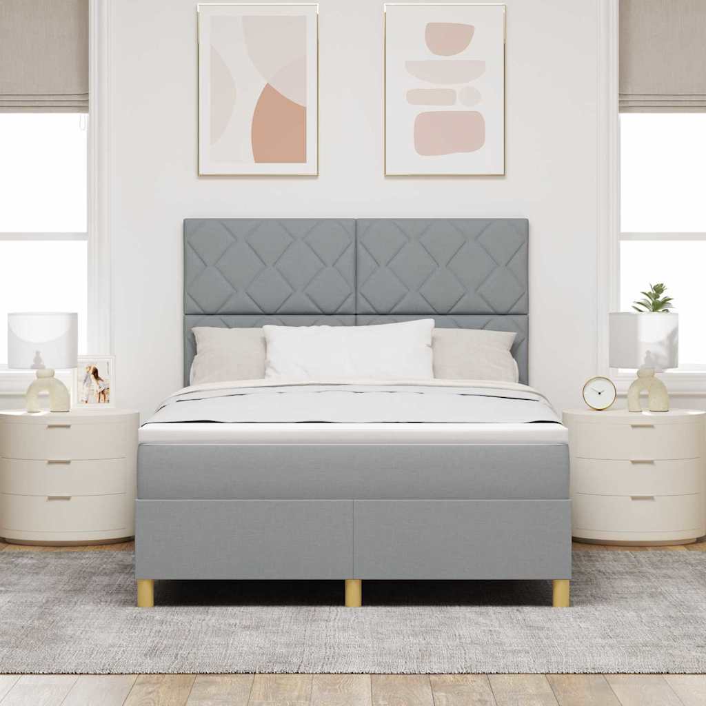 Box spring seng med hovedgærde Lysegrå 140 x 200 cm Stof