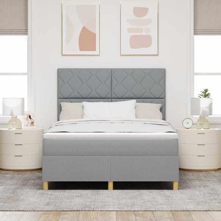 Box spring seng med hovedgærde Lysegrå 140 x 200 cm Stof