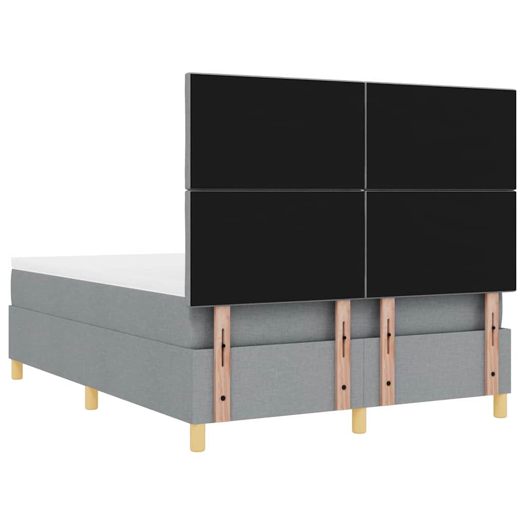 Box spring seng med hovedgærde Lysegrå 140 x 200 cm Stof