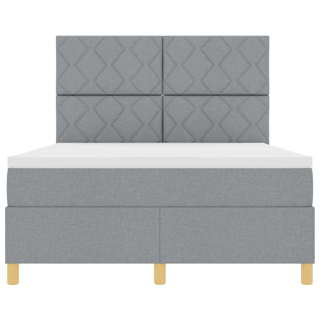 Box spring seng med hovedgærde Lysegrå 140 x 200 cm Stof