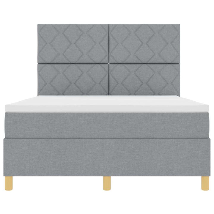 Box spring seng med hovedgærde Lysegrå 140 x 200 cm Stof