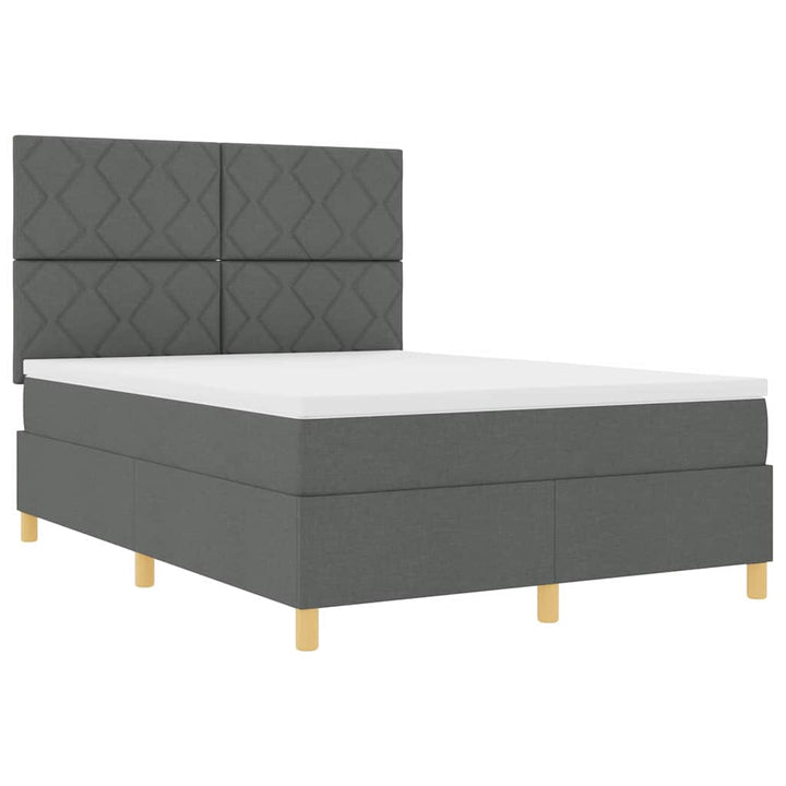 Box spring seng med hovedgærde Mørkegrå 140 x 200 cm Stof