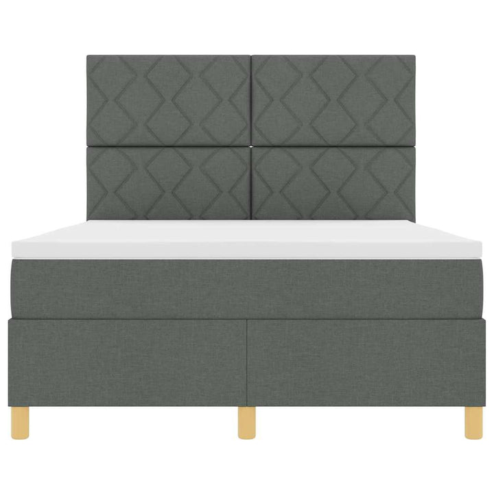 Box spring seng med hovedgærde Mørkegrå 140 x 200 cm Stof