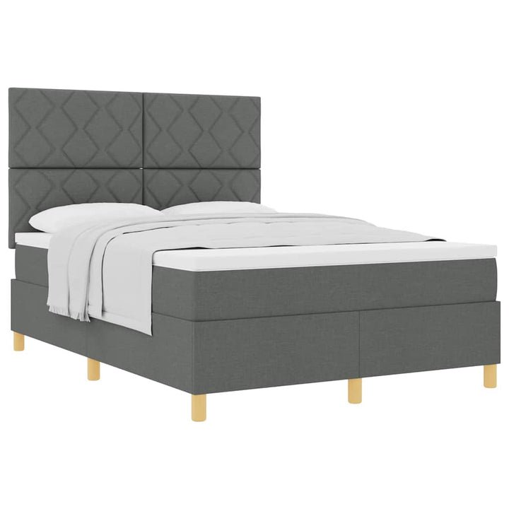 Box spring seng med hovedgærde Mørkegrå 140 x 200 cm Stof