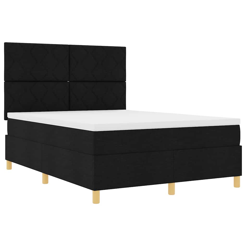 Box spring seng med hovedgærde Sort 140 x 200 cm Stof