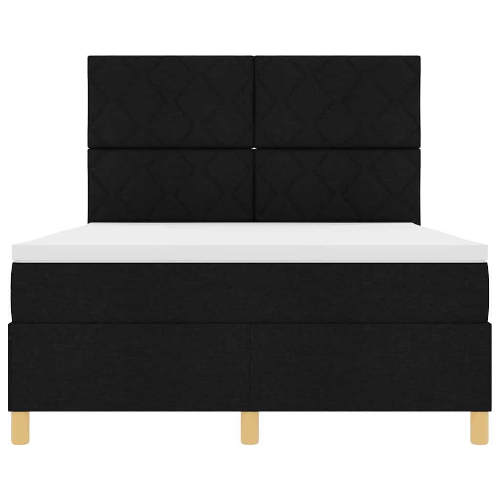 Box spring seng med hovedgærde Sort 140 x 200 cm Stof
