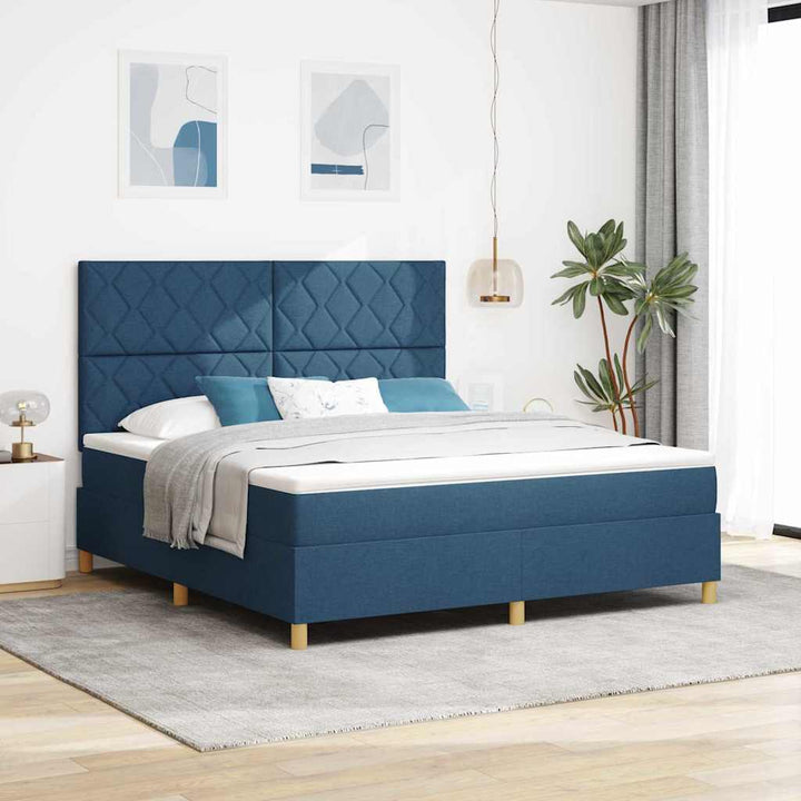 Box spring seng med hovedgærde Blå 180 x 200 cm Stof
