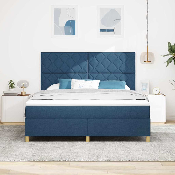 Box spring seng med hovedgærde Blå 180 x 200 cm Stof