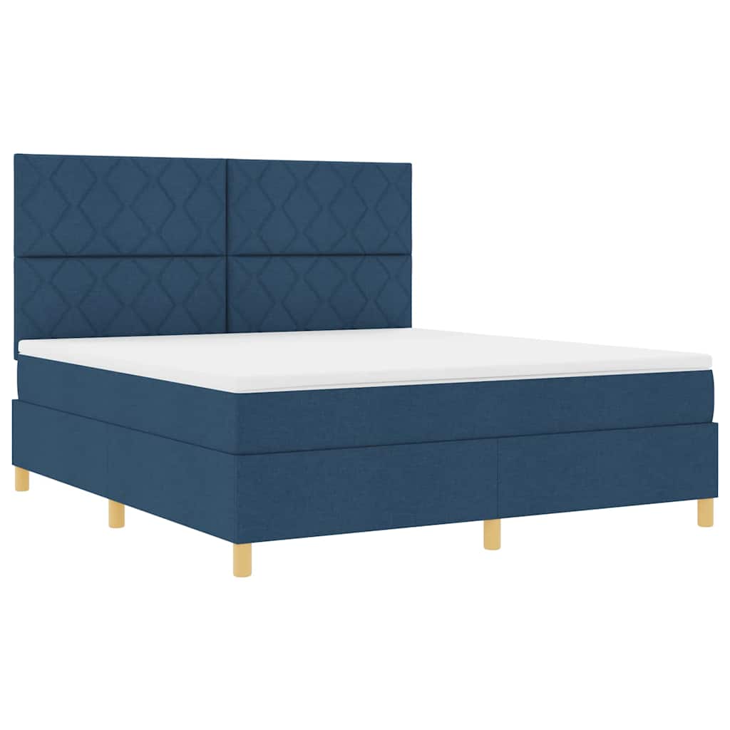Box spring seng med hovedgærde Blå 180 x 200 cm Stof