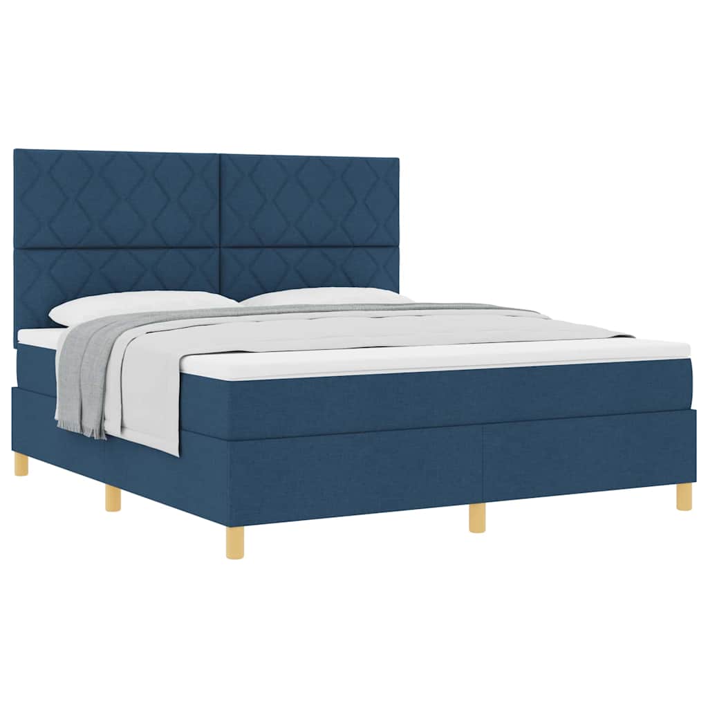 Box spring seng med hovedgærde Blå 180 x 200 cm Stof
