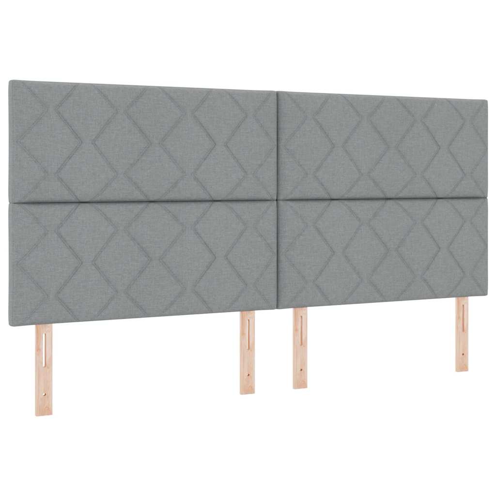 Box spring seng med hovedgærde Lysegrå 200 x 200 cm Stof