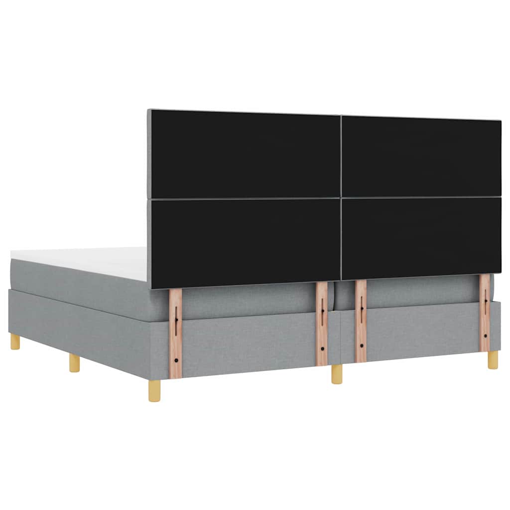 Box spring seng med hovedgærde Lysegrå 200 x 200 cm Stof