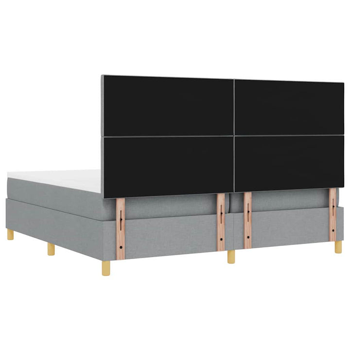 Box spring seng med hovedgærde Lysegrå 200 x 200 cm Stof