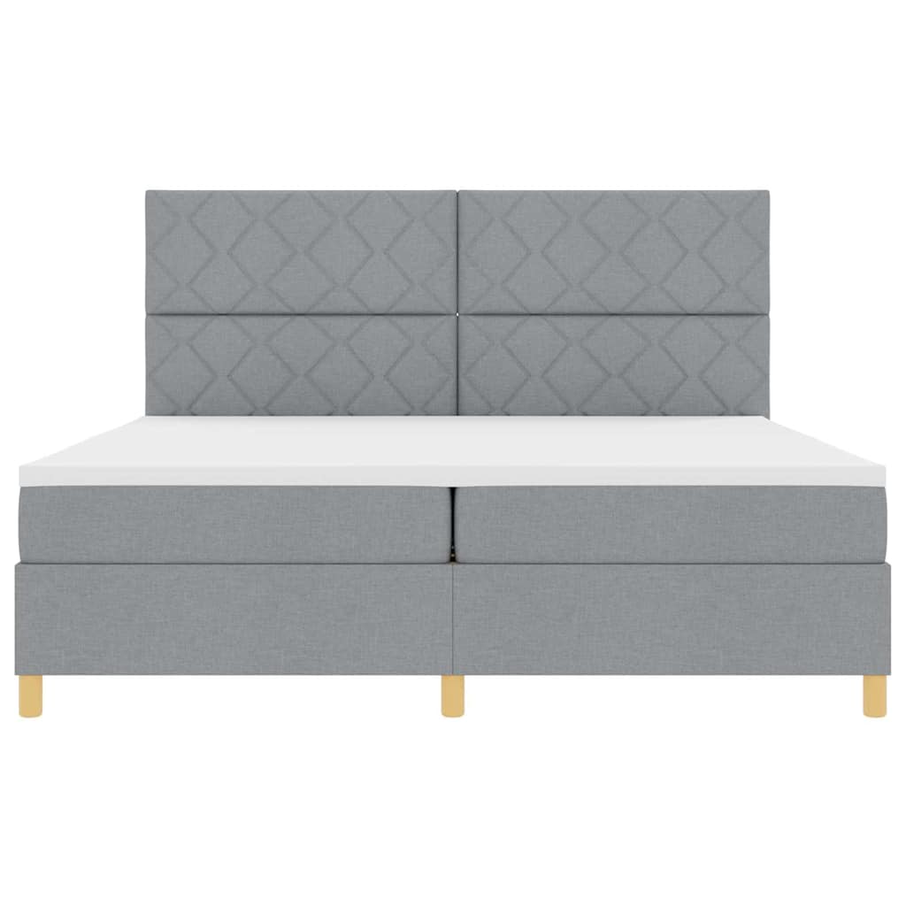 Box spring seng med hovedgærde Lysegrå 200 x 200 cm Stof