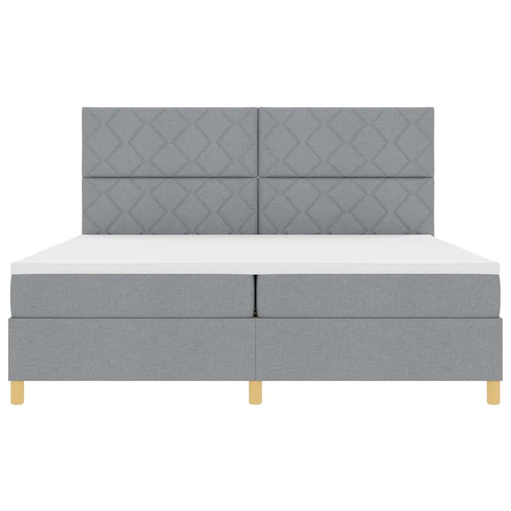 Box spring seng med hovedgærde Lysegrå 200 x 200 cm Stof